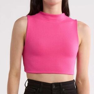 Naked Wardrobe Women’s Sleeveless Mock Neck Crop Top
